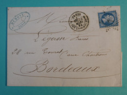 DI 3 FRANCE BELLE LETTRE 1864  ETOILE DE PARIS N° 7  A BORDEAUX  ++ +AFF. INTERESSANT+++++ - 1849-1876: Classic Period