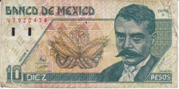 BILLETE DE MEXICO DE 10 PESOS AÑO 1996 DE EMILIANO ZAPATA  (BANKNOTE) - México