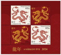 Hungary Ungarn Hongrie 2024 Chinese Horoscope Year Of The Dragon Block MNH - Chinese New Year