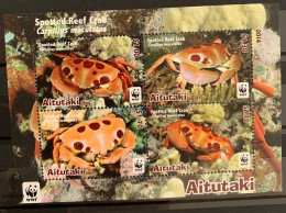 Aitutaki 2014, WWF - Spotted-Reef Crab, MNH S/S - Aitutaki