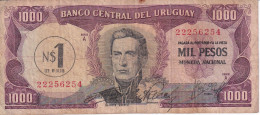 BILLETE DE URUGUAY DE 1000 PESOS DEL AÑO 1975 (BANKNOTE) - Uruguay