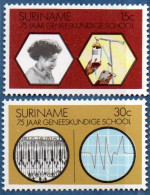 Suriname 1974 Medical School 75 Yr 2 Values MNH Nurse Tube Feeding, Oscilloscope, Tissue View Microscope - Medicina