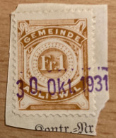 Fiskalmarke Gemeinde Adliswil Zürich - Revenue Stamp Switzerland - Revenue Stamps