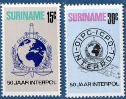 Suriname 1973 Interpol 50 Yr 2 Val MNH Crest, Police - Autres & Non Classés