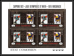 85718 N°273 A Hockey Innsbruck 1976 Jeux Olympiques Olympic Games Comores Etat Comorien OR Gold Stamps ** MNH Bloc 4 - Invierno 1976: Innsbruck