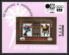 85721A BF N°27 B Innsbruck 1976 Jeux Olympiques Olympic Games Comores Etat Comorien OR Gold ** MNH Non Dentelé Imperf - Invierno 1976: Innsbruck