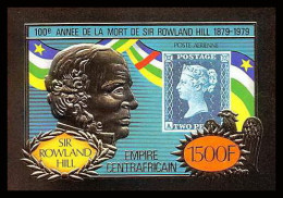 86045b/ N°47 B Rowland HILL UPU Stamps On Stamps Centrafrique Centrafricain OR Gold ** MNH Non Dentelé Imperf - Rowland Hill