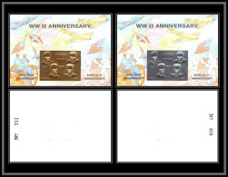 86202c Guyana Mi N°397/398 Silver Gold Or Argen Apollo 11 Espace Space Churchill Kennedy Armstrong Lincoln 1994 Numéroté - Sud America