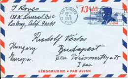 USA Aerogramme 13 C. J. F. Kennedy Sent To Hungary Los Angeles 18-12-1968 - Sonstige & Ohne Zuordnung