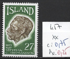 ISLANDE 457 ** Côte 0.75 € - Neufs