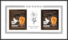 86349 Guyana Mi 3987 B Paire Pablo PICASSO Expo Seville 92 Gold Or Tableau Painting ** MNH Non Dentelé Imperf - Picasso