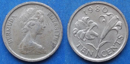 BERMUDA - 10 Cents 1980 "Bermuda Lily" KM# 17 Elizabeth II Decimal Coinage (1970-2022) - Edelweiss Coins - Bermudas
