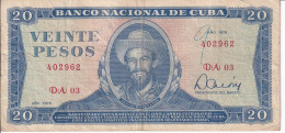 BILLETE DE CUBA DE 20 PESOS DEL AÑO 1978 DE CAMILO CIENFUEGOS (BANKNOTE) - Kuba