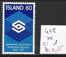 ISLANDE 478 ** Côte 1 € - Unused Stamps
