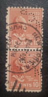 United States Pair Perfins Postmark Stamp - Zähnungen (Perfins)