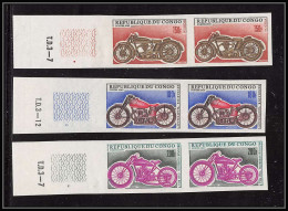0610b Congo Moto 3 Paires Valeurs Coin Datés Non Dentelé Imperf ** MNH - Motorräder