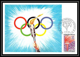 2185/ Carte Maximum France N°1545 Jeux Olympiques (olympic Games) Grenoble 1968 Flamme Edition Cef Inauguration - Invierno 1968: Grenoble