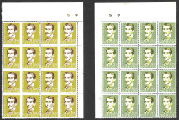 PORTUGAL - 1957 - YVERT 841/842 - Poeta Jose Joaquim De Cesario Verde - MNH** MARGINAL BLOCK OF 16  - Ungebraucht