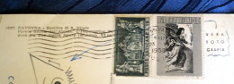 VATICANO 1958, POSTA AEREA LIRE 5, E MAGNA MATER AUSTRIA LIRE 15 SU CARTOLINA VIAGGIATA - Covers & Documents