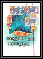 5376/ Carte Maximum (card) France Service N°46/48 Conseil De L'Europe Flag Drapeau Fdc Edition Cef 1975 Europa - Covers & Documents