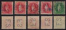 Switzerland 1900/1924 5 Stamp Perfin F.S. By AG J.J. Fischer's Sohne + C.A. Schleininger From Dottikon Wohlen Lochung - Gezähnt (perforiert)