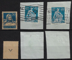 Switzerland 1921/1927 3 Stamp Perfin V By Schweizerische Kreditanstalt Swiss Credit Institution In Basel Lochung Perfore - Perforadas