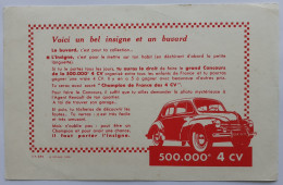 RENAULT 4 CV / VOITURE - Grand Concours De La 500 000e 4CV - Buvard Publicitaire - Automobile