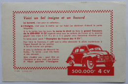 RENAULT 4 CV / VOITURE - Grand Concours De La 500 000e 4CV - Buvard Publicitaire - Automotive