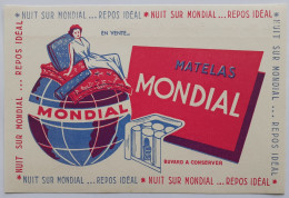 MATELAS MONDIAL - VILLEFRANCHE EN BEAUJOLAIS / Meubles BALANDRAS - Lit / Femme Sur Globe - Buvard Publicitaire  - Textilos & Vestidos