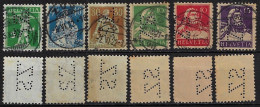 Switzerland 1904/1939 6 Stamp With Perfin S.Z. By Sparkasse Zug Savings Bank In Zug Lochung Perfore - Perfin