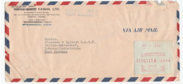 1954 Japanese Post POSTAGE MACHINE LABEL On Air Mail COVER Mitsubishi Shoji Japan To Germany - Lettres & Documents