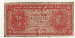 HONG KONG  10 Cents   P323   ( ND  1945 )  "King George VI" - Hongkong