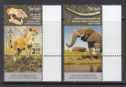 2018 Israel Archezoology Elephants Lions  Complete Set Of 2 With Tabs NH @ BELOW FACE VALUE - Nuevos (con Tab)