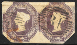 QV SG 59 1847-54. 6d Dull Lilac Horizontal Pair. Used - Oblitérés