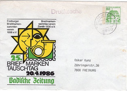 51609 - Bund - 1987 - 50Pfg. B&S PGAUmschl "25.Briefmarkentauschtag ..." Innerh. V. FREIBURG, Kl. Riss Oben - Privatumschläge - Gebraucht