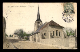 77 - ST-PIERRE-LES-NEMOURS - L'EGLISE - CARTE COLORISEE - Saint Pierre Les Nemours