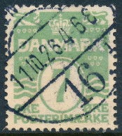 Denmark Danemark Danmark 1926: 7ø Pale Green Wavy Lines, F-VF Used, AFA 167 (DCDK00515) - Gebraucht