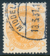 Denmark Danemark Danmark 1930: 30ø Yellow Chr X's Birthday, F-VF Used, AFA 193 (DCDK00516) - Gebraucht