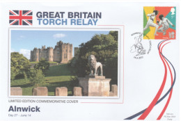 2012 Ltd Edn ALNWICK CASTLE OLYMPICS TORCH Relay COVER London OLYMPIC GAMES Sport FENCING Stamps Lion GB Harry Potter - Eté 2012: Londres