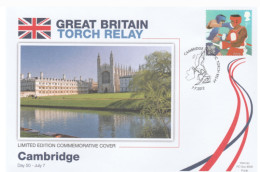 2012 Ltd Edn CAMBRIDGE UNIVERSITY OLYMPICS TORCH Relay COVER London OLYMPIC GAMES Sport BOXING Stamps GB - Verano 2012: Londres