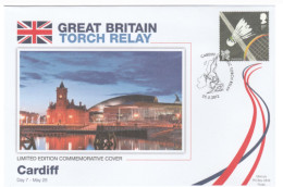 2012 Ltd Edn CARDIFF BAY OLYMPICS TORCH Relay COVER London OLYMPIC GAMES Sport BADMINTON  Stamps GB Clock - Zomer 2012: Londen