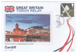 2012 Ltd Edn CARDIFF BAY OLYMPICS TORCH Relay COVER London OLYMPIC GAMES Sport BADMINTON  Stamps GB Clock - Estate 2012: London