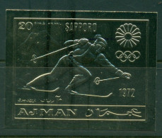 Ajman 1970 Mi#653B Winter Olympics Sapporo, Gold Foil Embossed IMPERF MLH - Ajman