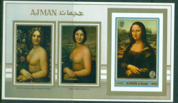 Ajman 1970 Mi#MS192B Paintings By Famous Masters, Mona Lisa MS IMPERF MLH - Ajman