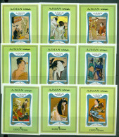 Ajman 1970 Mi#532-540 World Expo Osaka, Japanese Paintings 6xDLMS MLH - Ajman