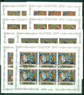 Ajman 1970 Mi#506-513B Easter Miniature Paintings 8xsheetlets IMPERF CTO - Ajman