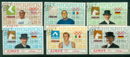 Ajman 1969 Mi#448-453 Summer Olympics Mexico, Gold Medallists CTO - Ajman