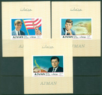 Ajman 1969 Mi#445-447B The Kennedy Brothers 3xDLMS IMPERF MLH - Ajman