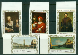 Ajman 1969 Mi#419-423B Paintings, Italian Masterpieces IMPERF MLH - Ajman