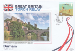 2012 Ltd Edn DURHAM BRIDGE OLYMPICS TORCH Relay COVER London OLYMPIC GAMES Triathlon CYCLING Stamps Bicycle - Verano 2012: Londres